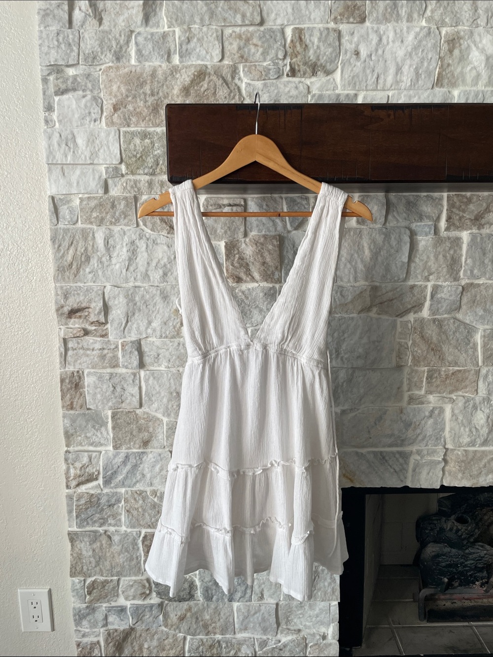 Princess Polly White Lightweight V-Neck Tiered Dress